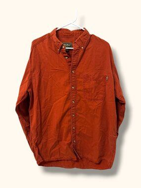 Eddie Bauer Shirt Mens L Tall Rust Red Long Sleeve Button Up Chest Pocket Cotton